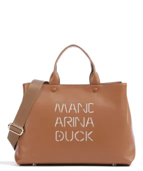  Mandarina Duck Lady Duck Borsa a mano pelle di vitello finemente grana marrone  