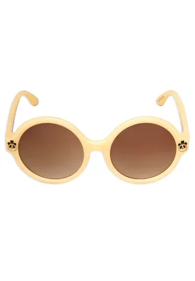 Mini Rodini occhiali da sole rotondi beige bambina con stampa logo